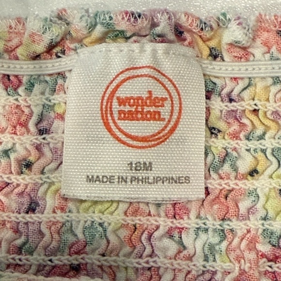 Wonder Nation Floral Romper with Green Gingham Trim - Picture 3 of 4